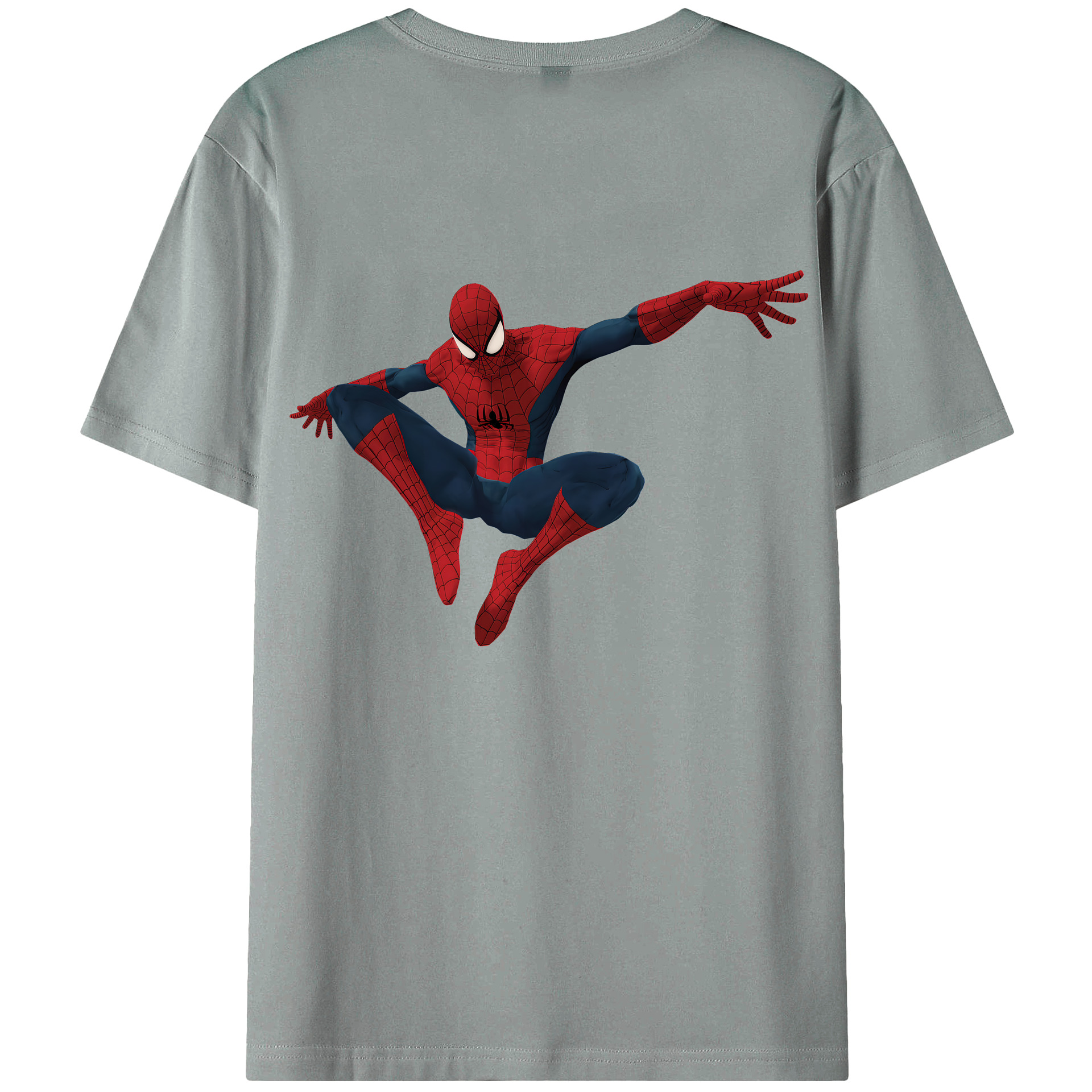 （画像用） Spider Man スパイダーマン 綿100％ メンズ半袖Tシャツ（バックプリント） 通気性